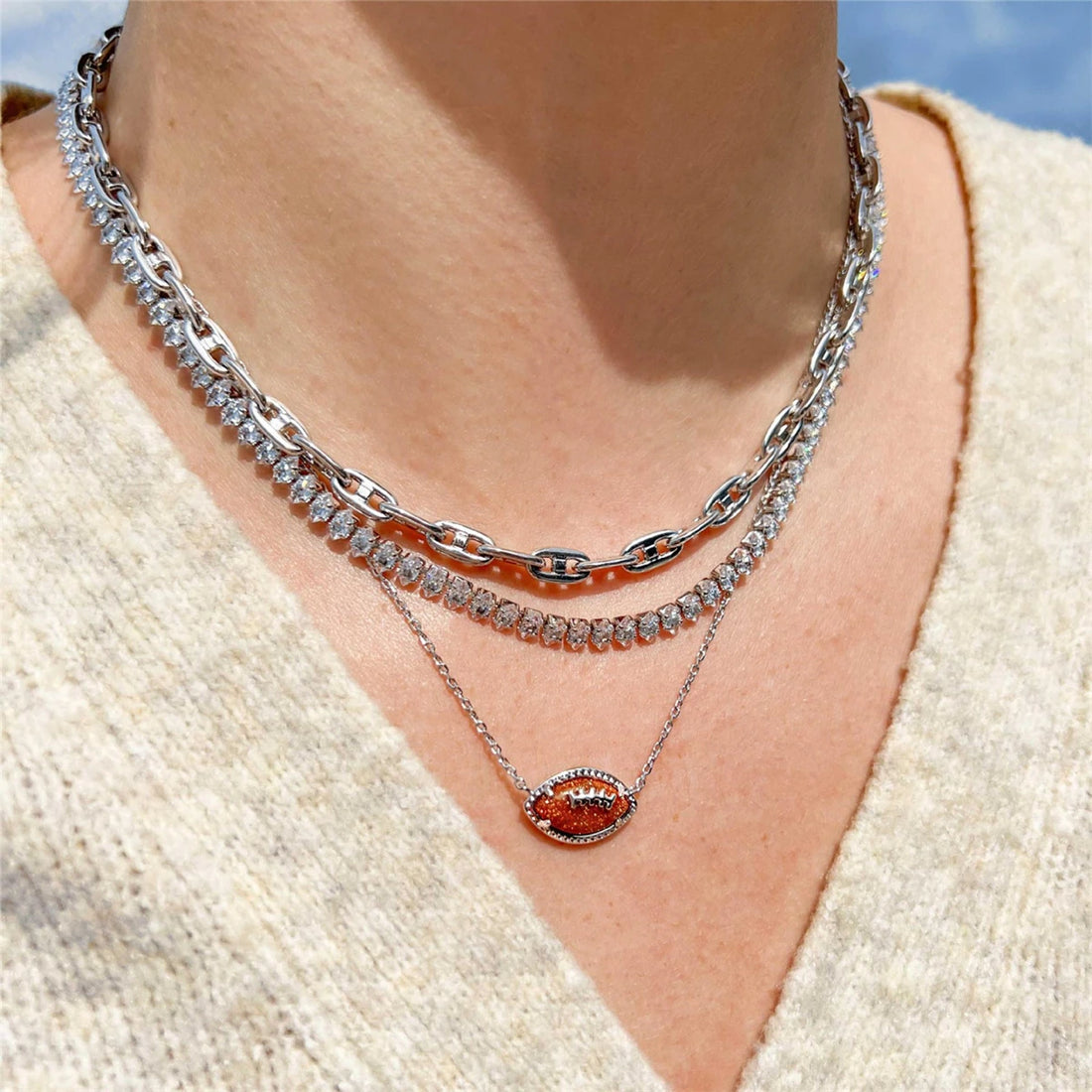 American football pendant necklace Women's sports series