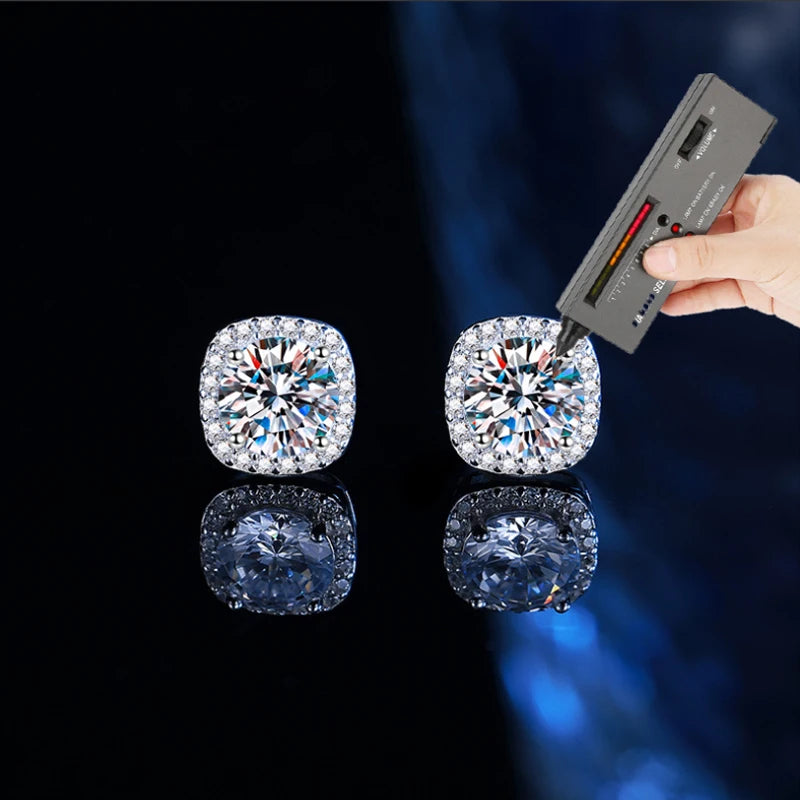 HOT Moissanite S925 Sterling Silver Stud Earrings For Women