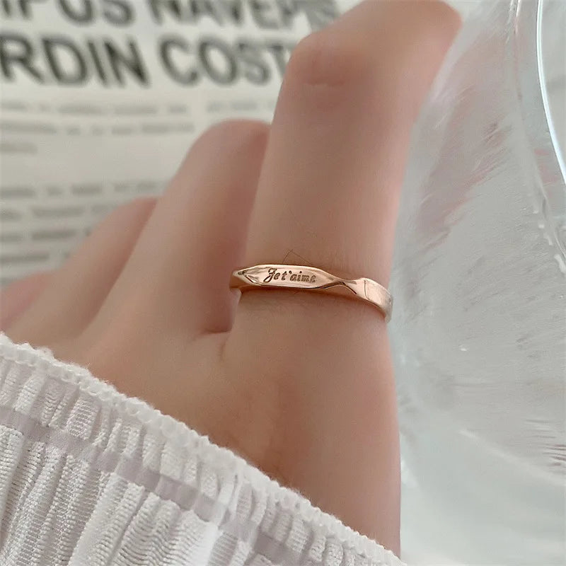 French Love You JETAIME Letters Rings Couple Wedding