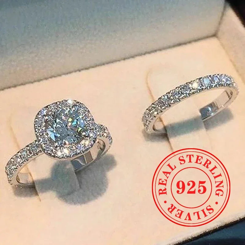 CAOSHI Charms Eternity 2Pc/Set Rings 925 Sterling Silver