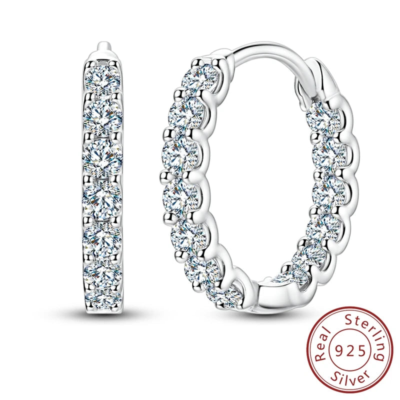 925 Sterling Silver Classic Moissanite Diamond Earrings