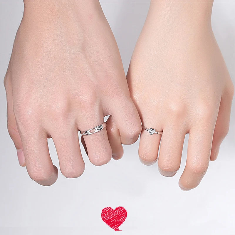 New Couple Engagement Rings 925 Sterling Silver Lovers Ring