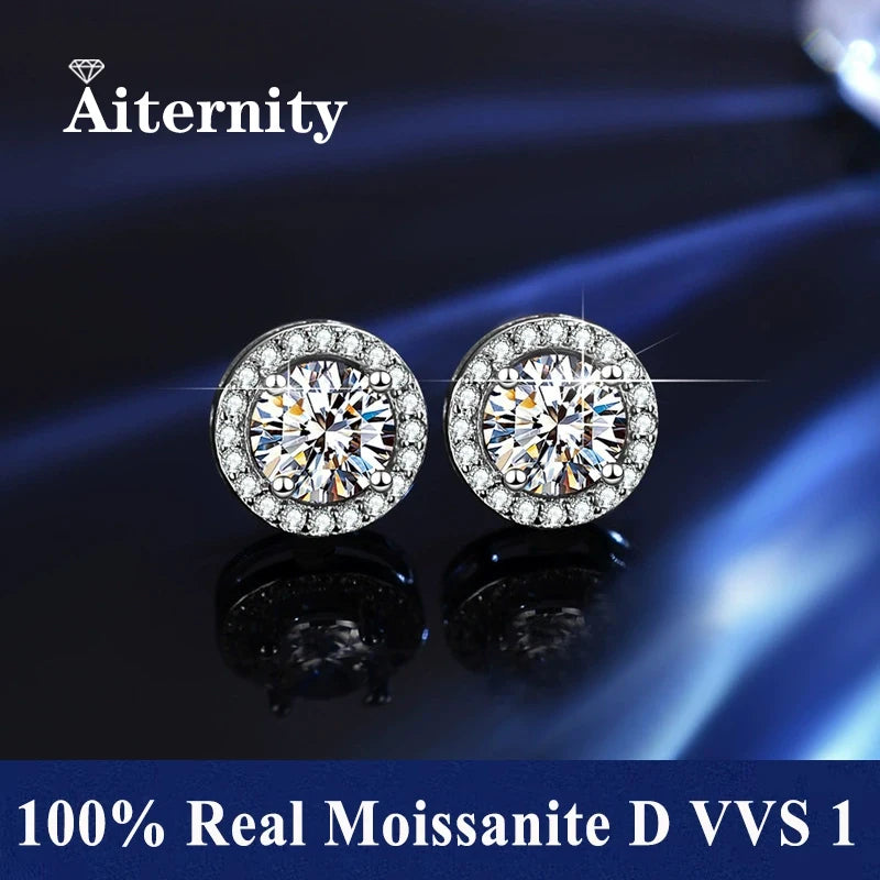 HOT Moissanite S925 Sterling Silver Stud Earrings For Women