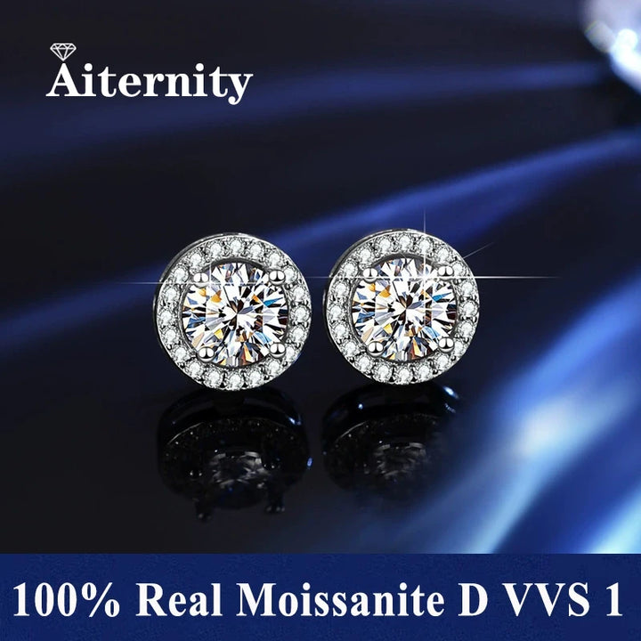 HOT Moissanite S925 Sterling Silver Stud Earrings For Women