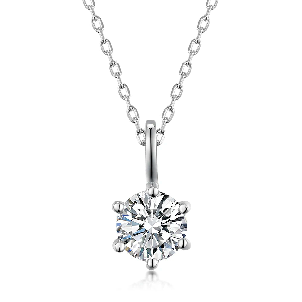 Women's 1 Carat 6.5mm EF Round Moissanite Necklace